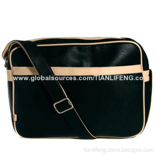 Sports Leather Messenger Bag, Black